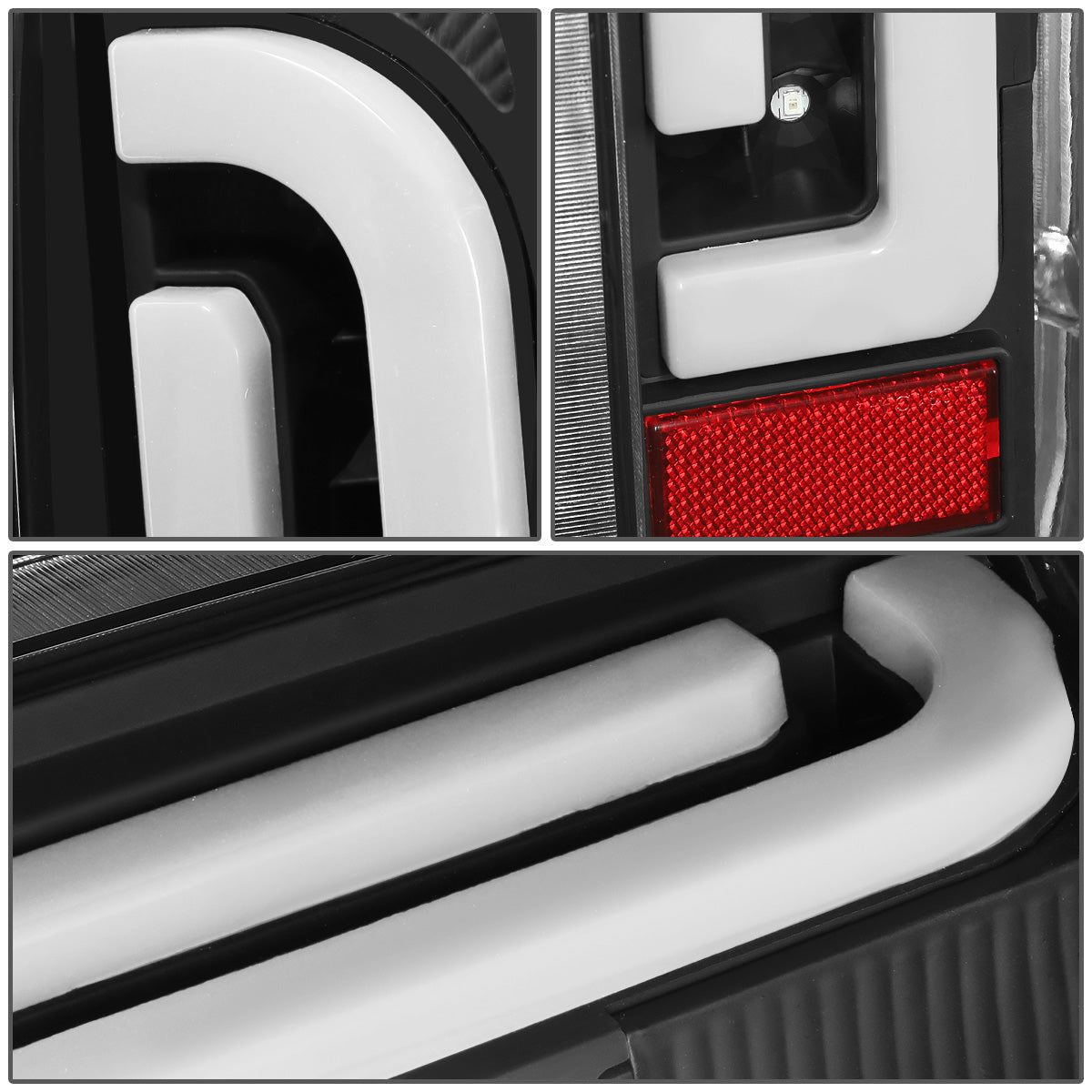 FAROS TRASEROS 90-96 FORD F-150 / 90-97 FORD F-250 / 90-97 FORD F-350 / 90-96 FORD BRONCO / 90-97 FORD F SUPER DUTY - FITS STYLESIDE MODELS ONLY - 3D - LED - BLACK / CLEAR