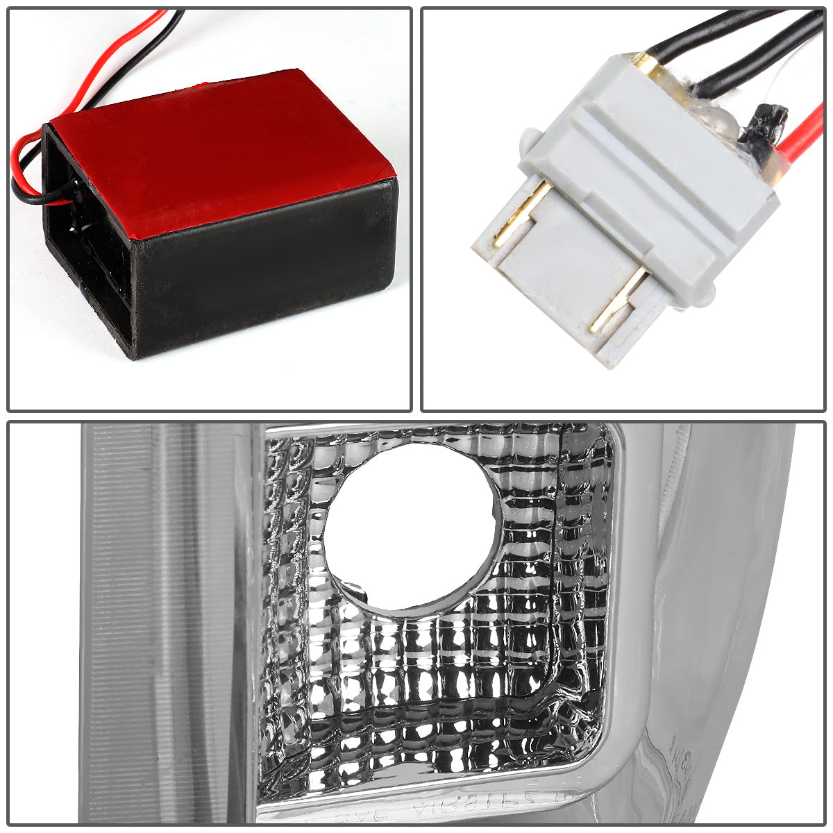 FAROS TRASEROS 90-96 FORD F-150 / 90-97 FORD F-250 / 90-97 FORD F-350 / 90-96 FORD BRONCO / 90-97 FORD F SUPER DUTY - FITS STYLESIDE MODELS ONLY - 3D - LED - CHROME / CLEAR