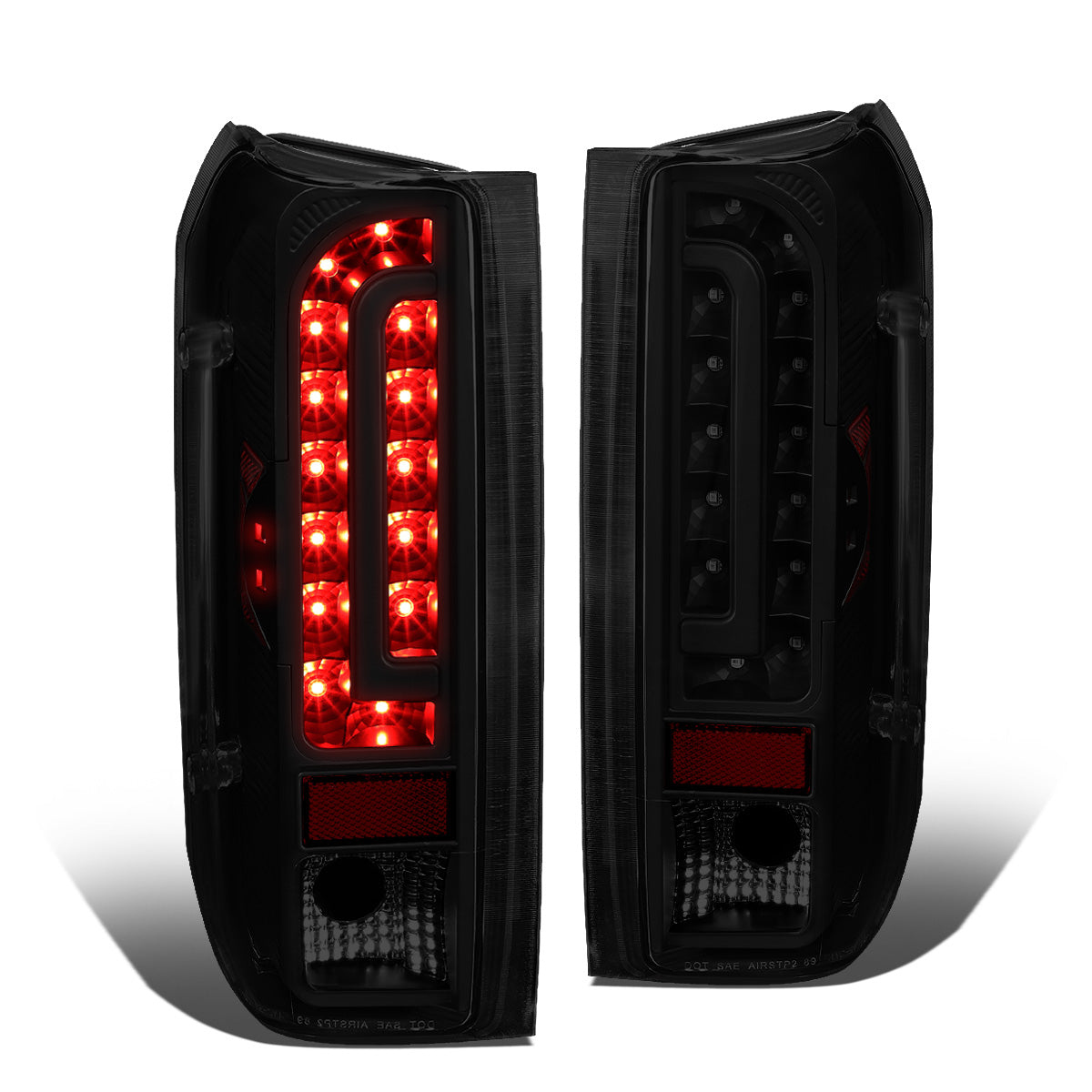 FAROS TRASEROS 90-96 FORD F-150 / 90-97 FORD F-250 / 90-97 FORD F-350 / 90-96 FORD BRONCO / 90-97 FORD F SUPER DUTY - FITS STYLESIDE MODELS ONLY - LED - BLACK / SMOKE