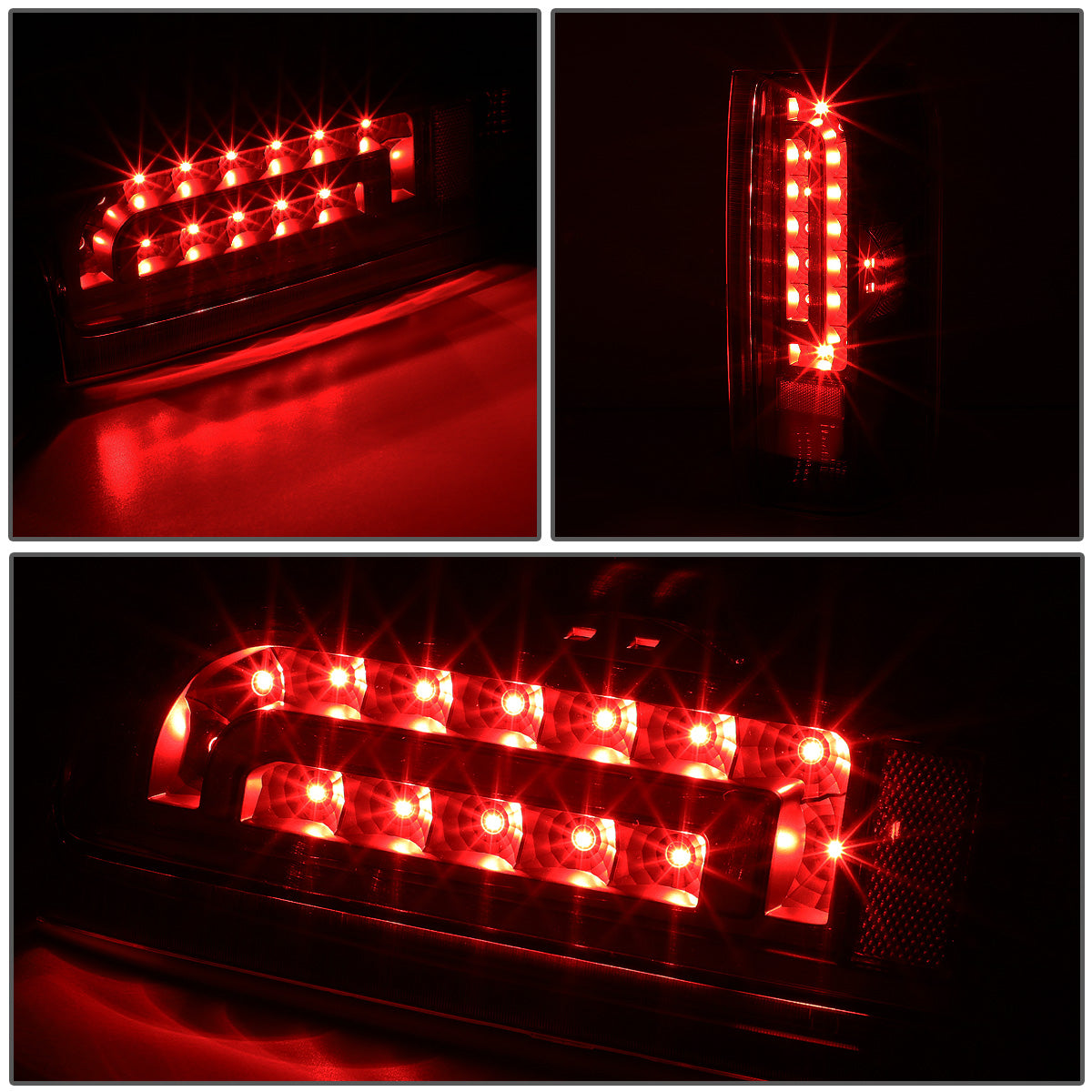 FAROS TRASEROS 90-96 FORD F-150 / 90-97 FORD F-250 / 90-97 FORD F-350 / 90-96 FORD BRONCO / 90-97 FORD F SUPER DUTY - FITS STYLESIDE MODELS ONLY - LED - BLACK / SMOKE