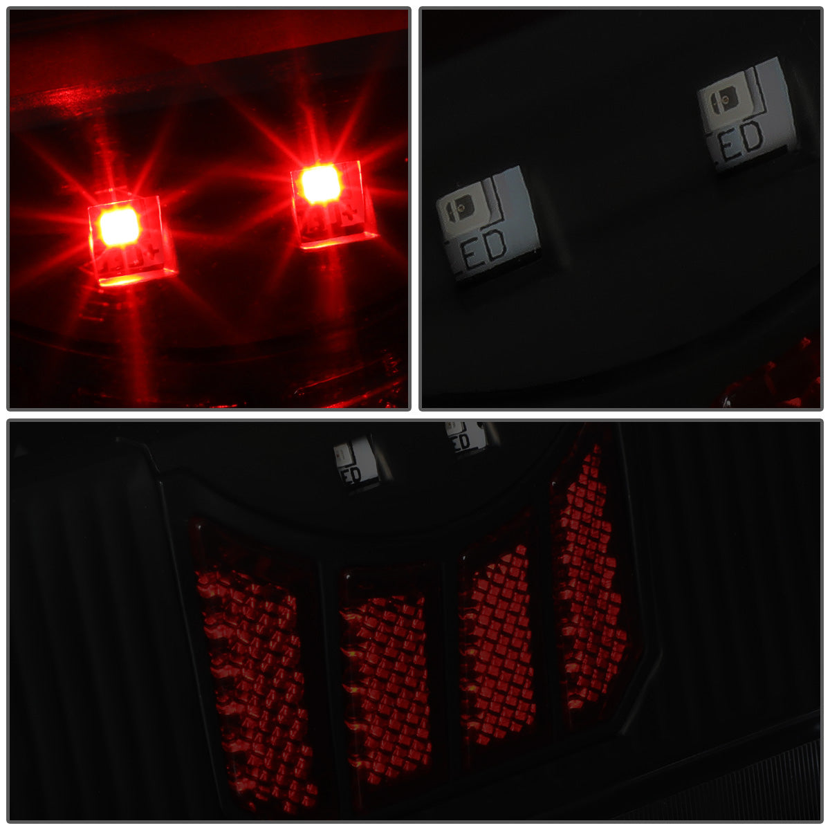 FAROS TRASEROS 90-96 FORD F-150 / 90-97 FORD F-250 / 90-97 FORD F-350 / 90-96 FORD BRONCO / 90-97 FORD F SUPER DUTY - FITS STYLESIDE MODELS ONLY - LED - BLACK / SMOKE