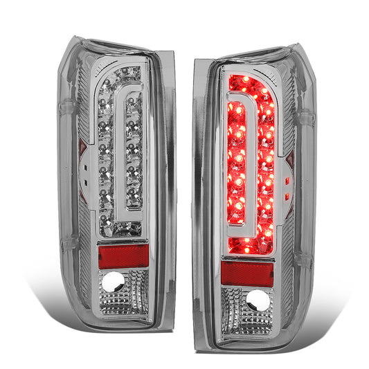 FAROS TRASEROS 90-96 FORD F-150 / 90-97 FORD F-250 / 90-97 FORD F-350 / 90-96 FORD BRONCO / 90-97 FORD F SUPER DUTY - FITS STYLESIDE MODELS ONLY - LED - CHROME / CLEAR