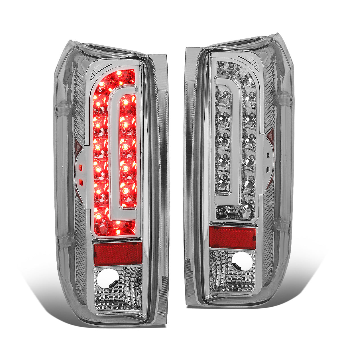 FAROS TRASEROS 90-96 FORD F-150 / 90-97 FORD F-250 / 90-97 FORD F-350 / 90-96 FORD BRONCO / 90-97 FORD F SUPER DUTY - FITS STYLESIDE MODELS ONLY - LED - CHROME / CLEAR