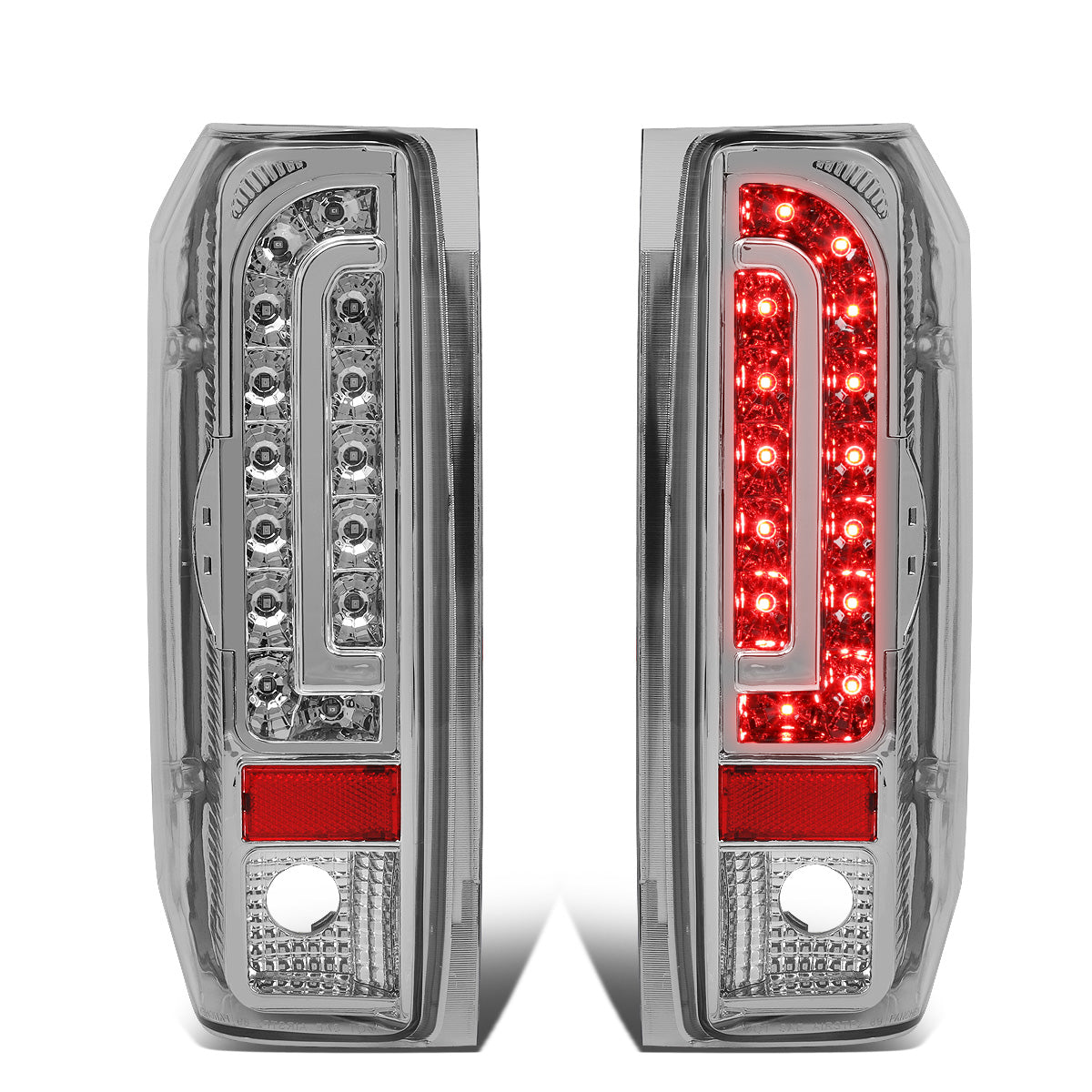 FAROS TRASEROS 90-96 FORD F-150 / 90-97 FORD F-250 / 90-97 FORD F-350 / 90-96 FORD BRONCO / 90-97 FORD F SUPER DUTY - FITS STYLESIDE MODELS ONLY - LED - CHROME / CLEAR