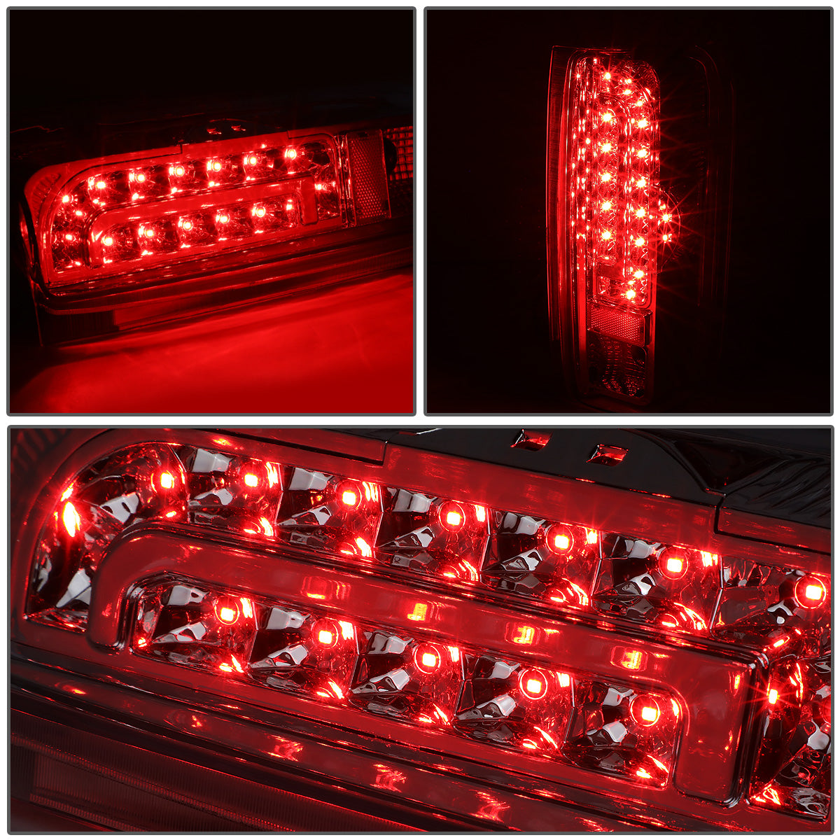 FAROS TRASEROS 90-96 FORD F-150 / 90-97 FORD F-250 / 90-97 FORD F-350 / 90-96 FORD BRONCO / 90-97 FORD F SUPER DUTY - FITS STYLESIDE MODELS ONLY - LED - CHROME / CLEAR