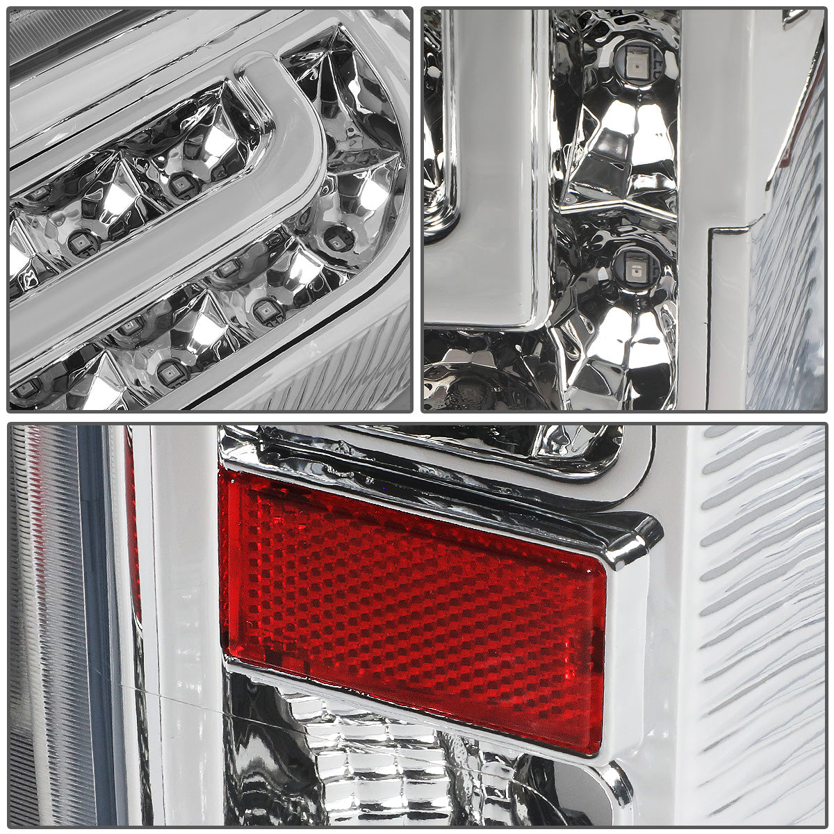 FAROS TRASEROS 90-96 FORD F-150 / 90-97 FORD F-250 / 90-97 FORD F-350 / 90-96 FORD BRONCO / 90-97 FORD F SUPER DUTY - FITS STYLESIDE MODELS ONLY - LED - CHROME / CLEAR