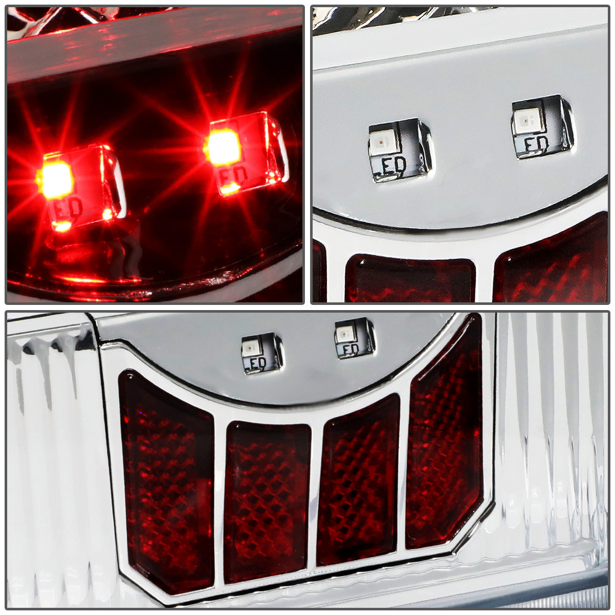 FAROS TRASEROS 90-96 FORD F-150 / 90-97 FORD F-250 / 90-97 FORD F-350 / 90-96 FORD BRONCO / 90-97 FORD F SUPER DUTY - FITS STYLESIDE MODELS ONLY - LED - CHROME / CLEAR