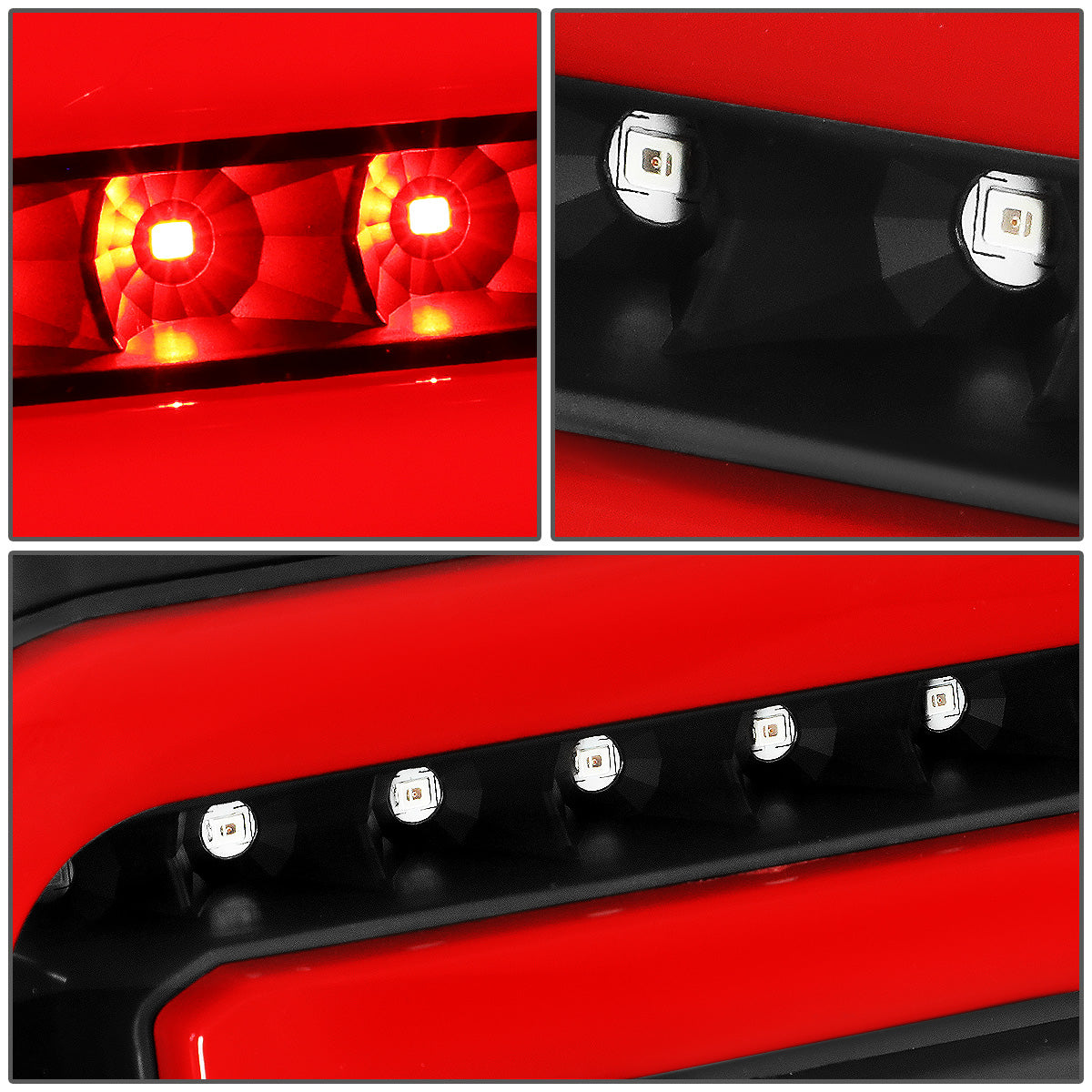FAROS TRASEROS 90-96 FORD F-150 / 90-97 FORD F-250 / 90-97 FORD F-350 / 90-96 FORD BRONCO / 90-97 FORD F SUPER DUTY - FITS STYLESIDE MODELS ONLY - RED LED - BLACK / CLEAR