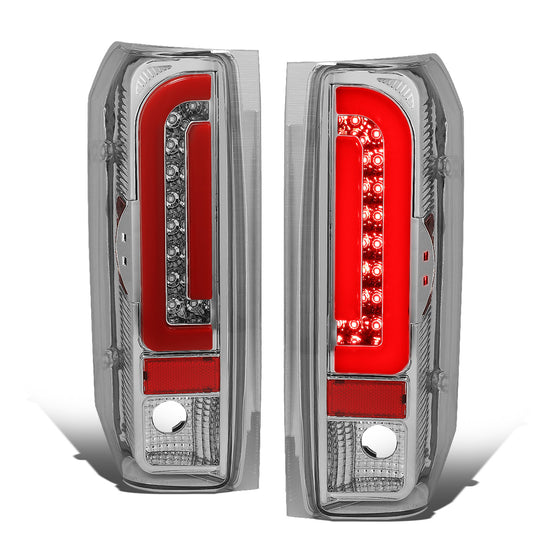FAROS TRASEROS 90-96 FORD F-150 / 90-97 FORD F-250 / 90-97 FORD F-350 / 90-96 FORD BRONCO / 90-97 FORD F SUPER DUTY - FITS STYLESIDE MODELS ONLY - RED LED - CHROME / CLEAR