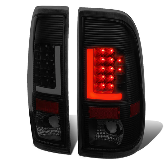 FAROS TRASEROS 97-03 FORD F-150 / 97-99 FORD F-250 / 99-07 FORD F-250, F-350, F-450, F-550 - SUPER DUTY / 04 FORD F-150 HERITAGE - L-BAR - 3D - LED - FITS STYLESIDE MODELS ONLY - BLACK / SMOKE