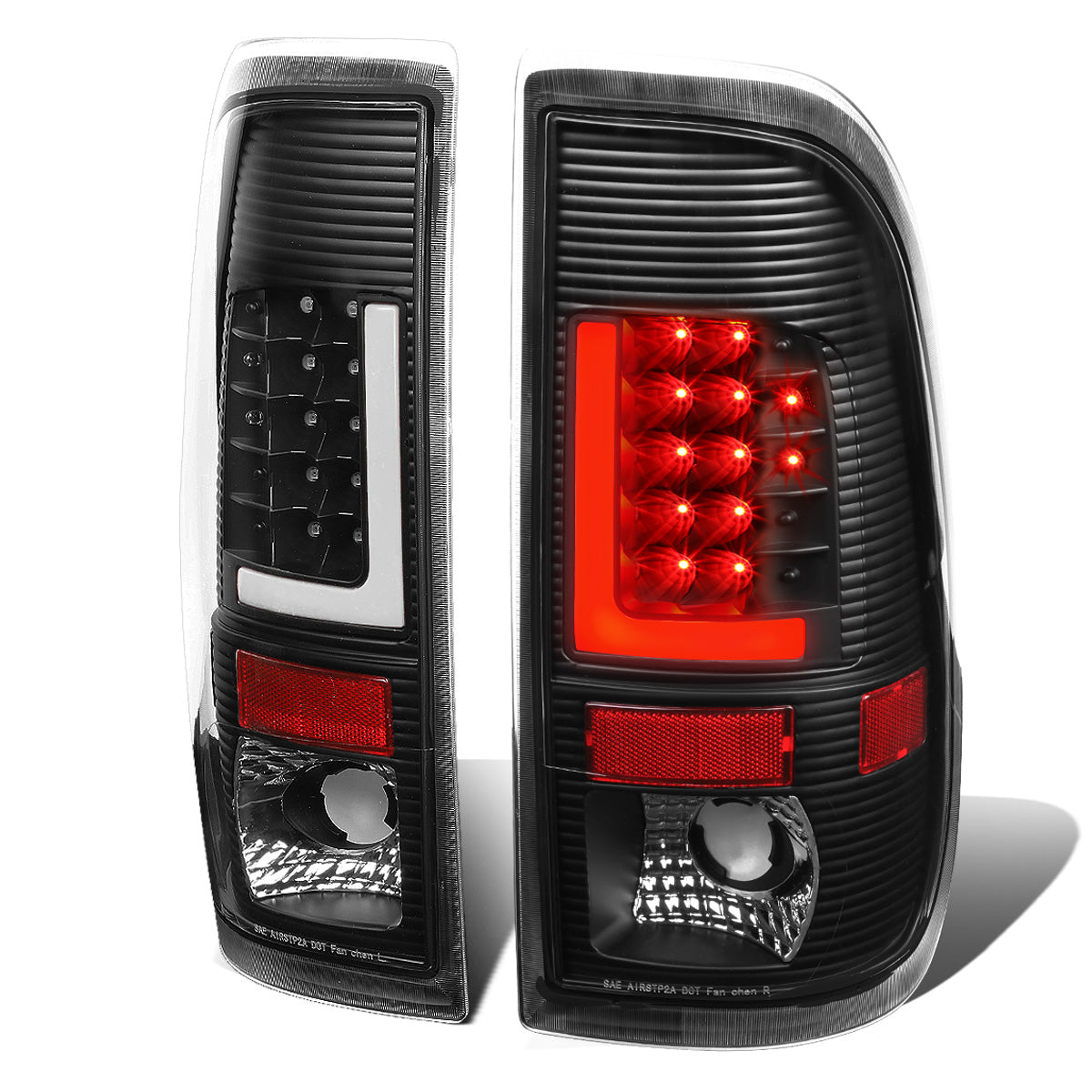 FAROS TRASEROS 08-16 FORD F-250, F-350, F-450, F-550 - SUPER DUTY / 09-16 FORD F-350, F-450 / 15-16 FORD F-550 - L-BAR - 3D - LED - BLACK / CLEAR