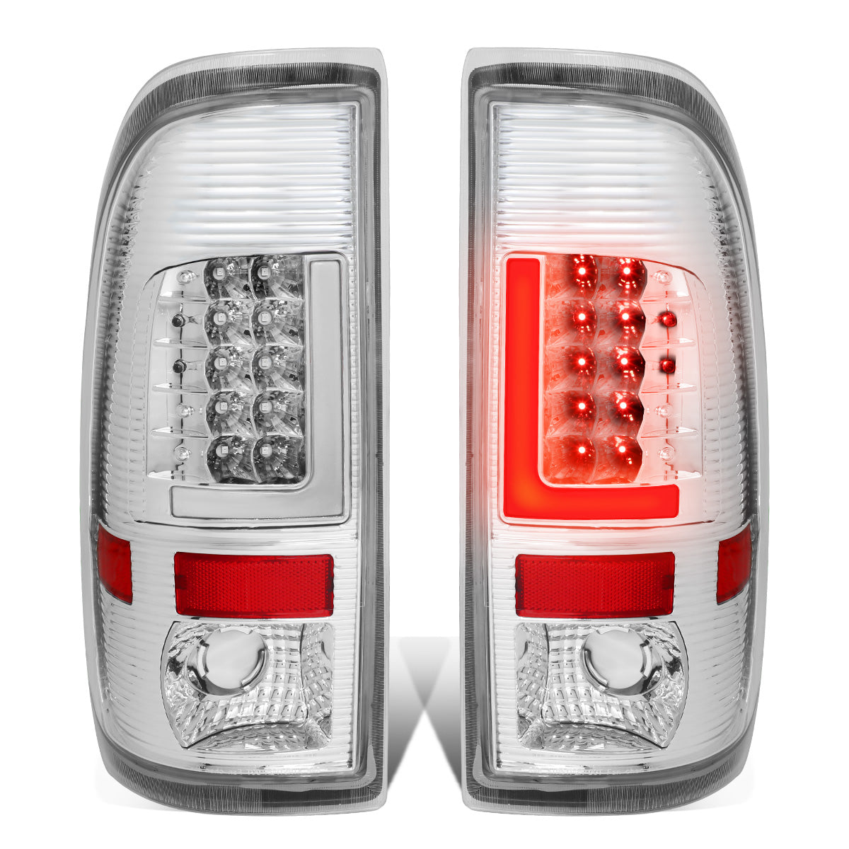 FAROS TRASEROS 08-16 FORD F-250, F-350, F-450, F-550 - SUPER DUTY / 09-16 FORD F-350, F-450 / 15-16 FORD F-550 - L-BAR - 3D - LED - CHROME / CLEAR