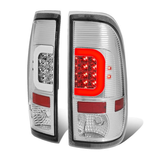 FAROS TRASEROS 08-16 FORD F-250, F-350, F-450, F-550 - SUPER DUTY / 09-16 FORD F-350, F-450 / 15-16 FORD F-550 - C-BAR - 3D - LED - CHROME / CLEAR