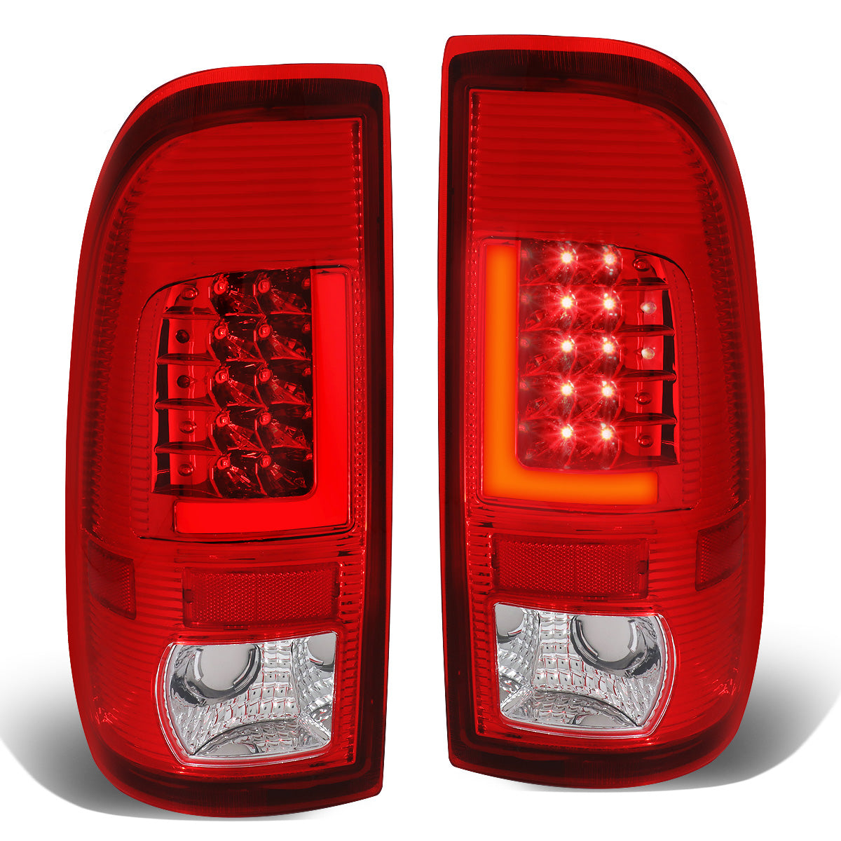 FAROS TRASEROS 08-16 FORD F-250, F-350, F-450, F-550 - SUPER DUTY / 09-16 FORD F-350, F-450 / 15-16 FORD F-550 - L-BAR - 3D - LED - CHROME / CLEAR