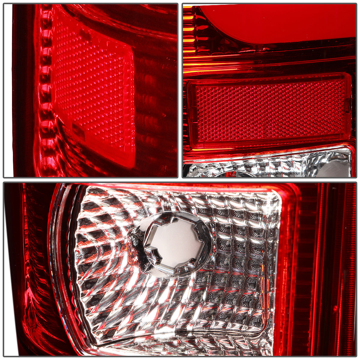 FAROS TRASEROS 08-16 FORD F-250, F-350, F-450, F-550 - SUPER DUTY / 09-16 FORD F-350, F-450 / 15-16 FORD F-550 - C-BAR - 3D - LED - CHROME / RED