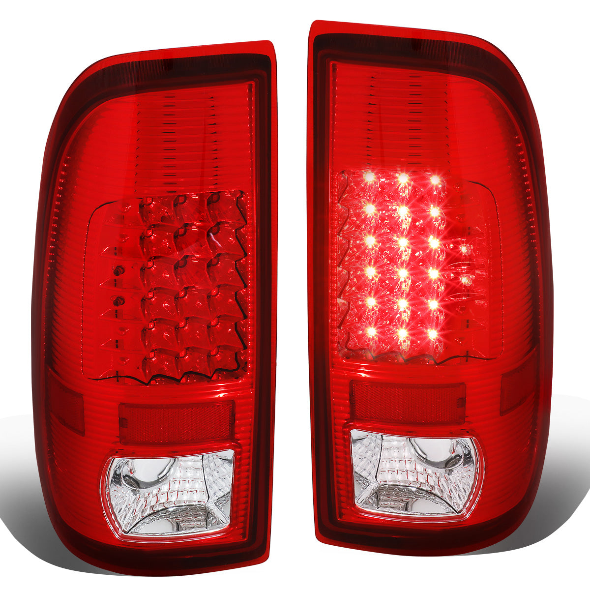FAROS TRASEROS 08-16 FORD F-250, F-350, F-450, F-550 - SUPER DUTY / 09-16 FORD F-350, F-450 / 15-16 FORD F-550 - LED - CHROME / RED