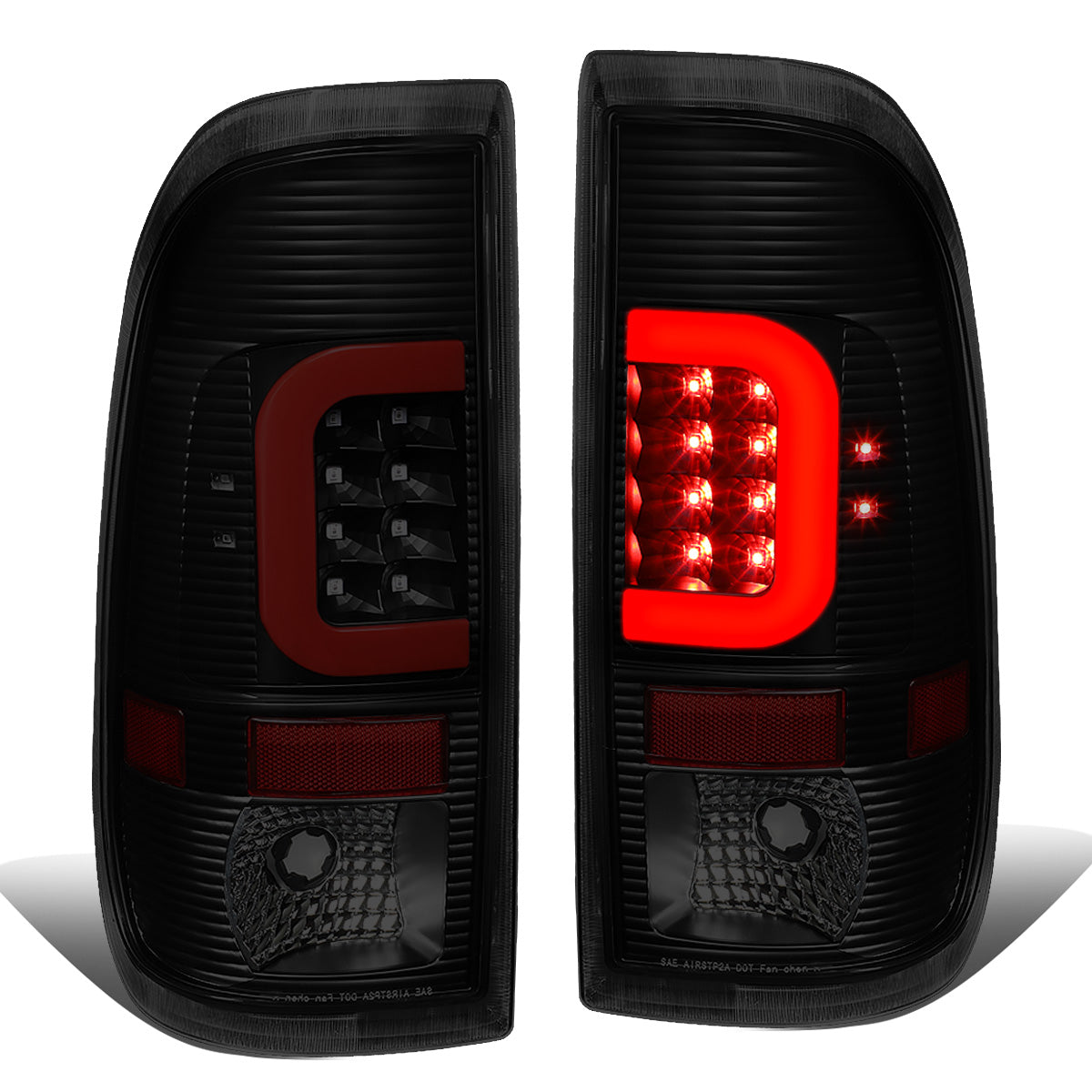 FAROS TRASEROS 08-16 FORD F-250, F-350, F-450, F-550 - SUPER DUTY / 09-16 FORD F-350, F-450 / 15-16 FORD F-550 - C-BAR - 3D - LED - BLACK / SMOKE