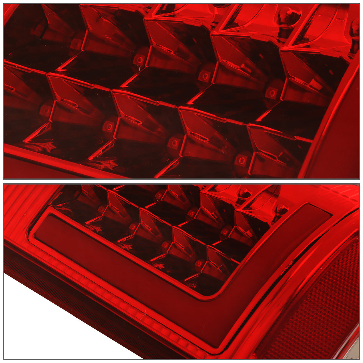 FAROS TRASEROS 08-16 FORD F-250, F-350, F-450, F-550 - SUPER DUTY / 09-16 FORD F-350, F-450 / 15-16 FORD F-550 - RED L-BAR - 3D - LED - CHROME / RED