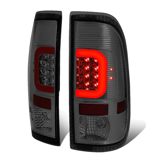 FAROS TRASEROS 08-16 FORD F-250, F-350, F-450, F-550 - SUPER DUTY / 09-16 FORD F-350, F-450 / 15-16 FORD F-550 - RED C-BAR - 3D - LED - CHROME / SMOKE