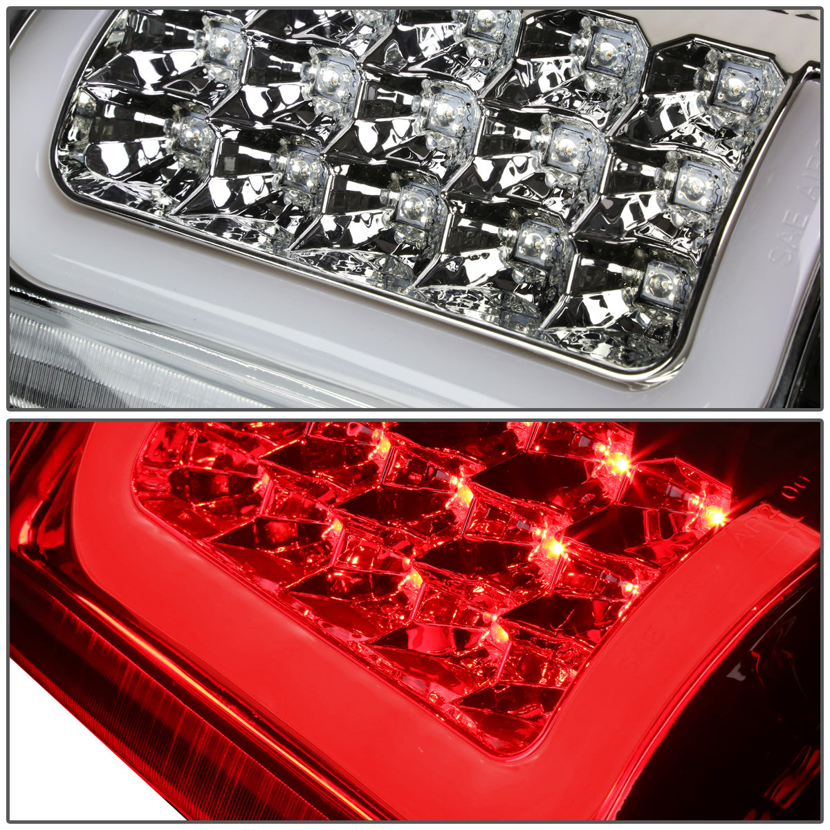FAROS TRASEROS 00-06 CHEVY TAHOE , CHEVY SUBURBAN 1500 , 2500 , GMC YUKON , YUKON XL 1500 , 2500 - C-BAR - 3D - U-HALO LED - FITS LIFT DOOR MODELS ONLY , DOES NOT FIT BARN DOOR MODELS - CHROME / CLEAR