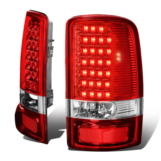 FAROS TRASEROS 00-06 CHEVY TAHOE , CHEVY SUBURBAN 1500 , 2500 , GMC YUKON , YUKON XL 1500 , 2500 - LED - FITS LIFT DOOR MODELS ONLY , DOES NOT FIT BARN DOOR MODELS - CHROME / RED