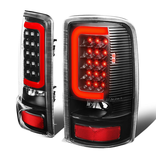 FAROS TRASEROS 00-06 CHEVY TAHOE , CHEVY SUBURBAN 1500 , 2500 , GMC YUKON , YUKON XL 1500 , 2500 - RED C-BAR - 3D - U-HALO LED - FITS LIFT DOOR MODELS ONLY , DOES NOT FIT BARN DOOR MODELS - BLACK / CLEAR