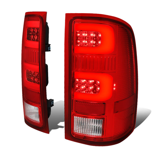 FAROS TRASEROS 07-13 GMC SIERRA 1500 - 07-14 GMC SIERRA 2500HD 3500HD - DOES NOT FIT DUALLY MODELS, DOES NOT FIT DENALI MODELS, DOES NOT FIT MODELS WITH 921 BACKUP BULB MODELS - 3D - LED - CHROME / RED