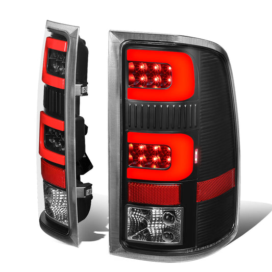 FAROS TRASEROS 07-13 GMC SIERRA 1500 - 07-14 GMC SIERRA 2500HD 3500HD - DOES NOT FIT DUALLY MODELS, DOES NOT FIT DENALI MODELS, DOES NOT FIT MODELS WITH 921 BACKUP BULB MODELS - 3D - RED LED - BLACK / CLEAR