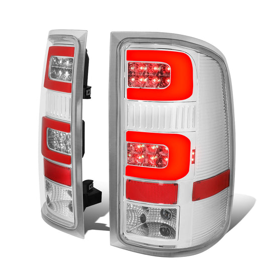 FAROS TRASEROS 07-13 GMC SIERRA 1500 - 07-14 GMC SIERRA 2500HD 3500HD - DOES NOT FIT DUALLY MODELS, DOES NOT FIT DENALI MODELS, DOES NOT FIT MODELS WITH 921 BACKUP BULB MODELS - 3D - RED LED - CHROME / CLEAR