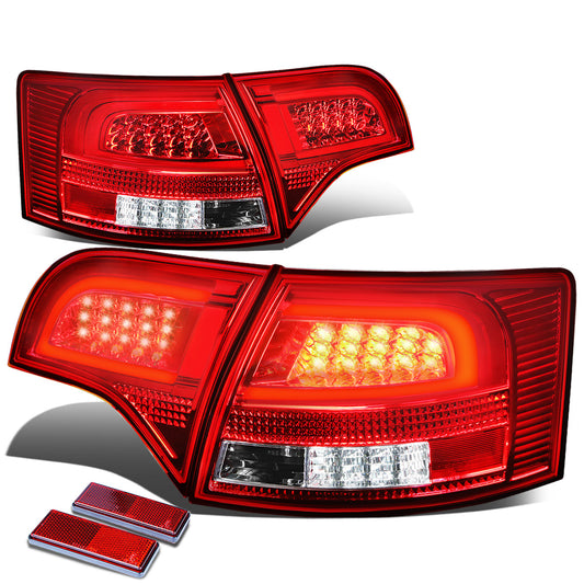 FAROS TRASEROS 05-08 AUDI S4 , A4 , A4 QUATTRO - 3D - TRON STYLE LED - CHROME / RED