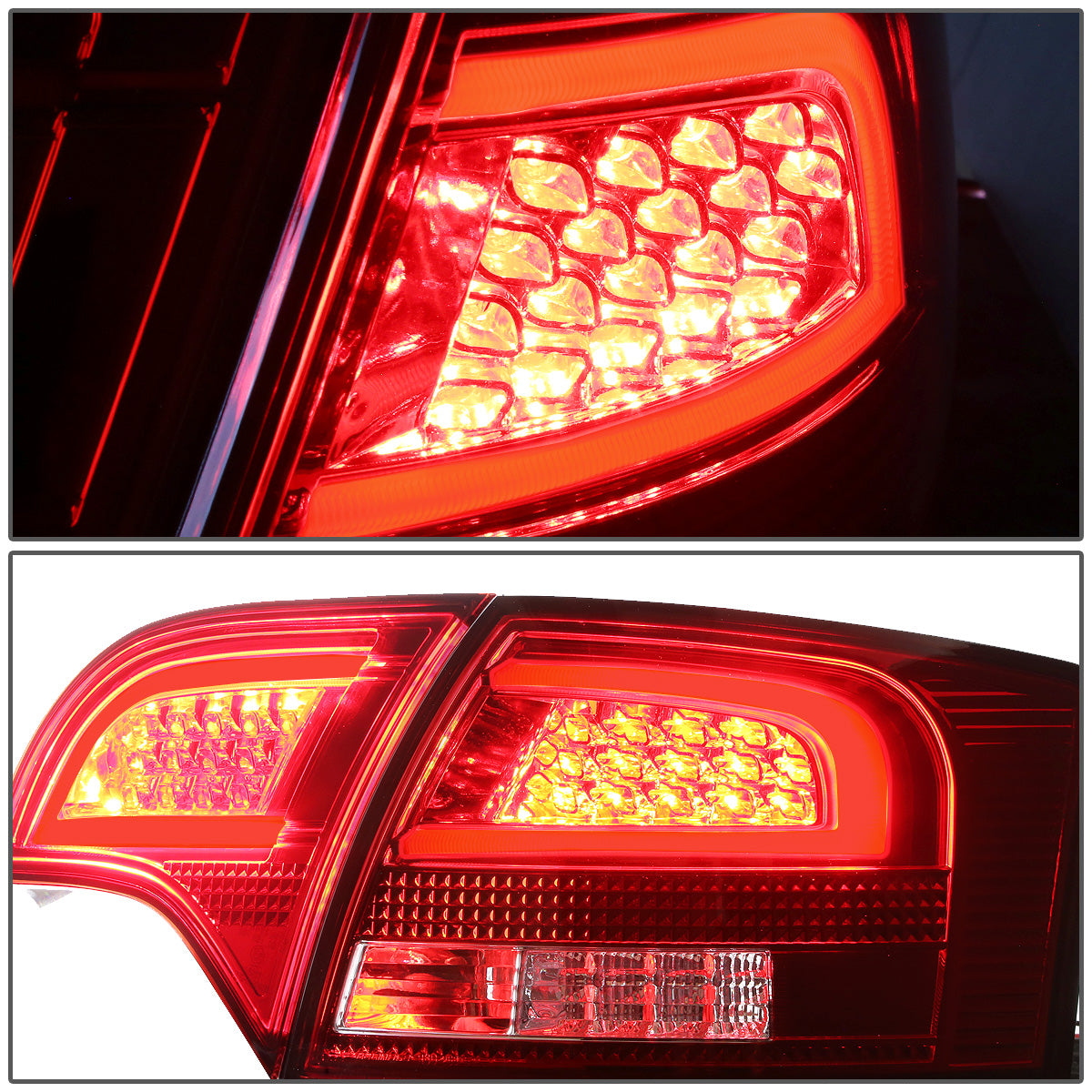 FAROS TRASEROS 05-08 AUDI S4 , A4 , A4 QUATTRO - 3D - TRON STYLE LED - CHROME / RED
