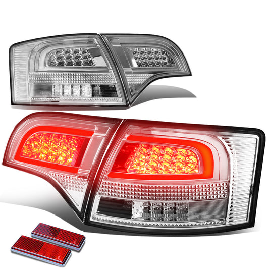 FAROS TRASEROS 05-08 AUDI S4 , A4 , A4 QUATTRO - 3D - TRON STYLE LED - CLEAR / RED