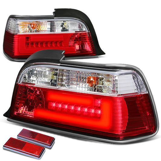 FAROS TRASEROS 92-99 BMW 3-SERIES E36 2-DR - 3D BAR - LED - RED / CLEAR