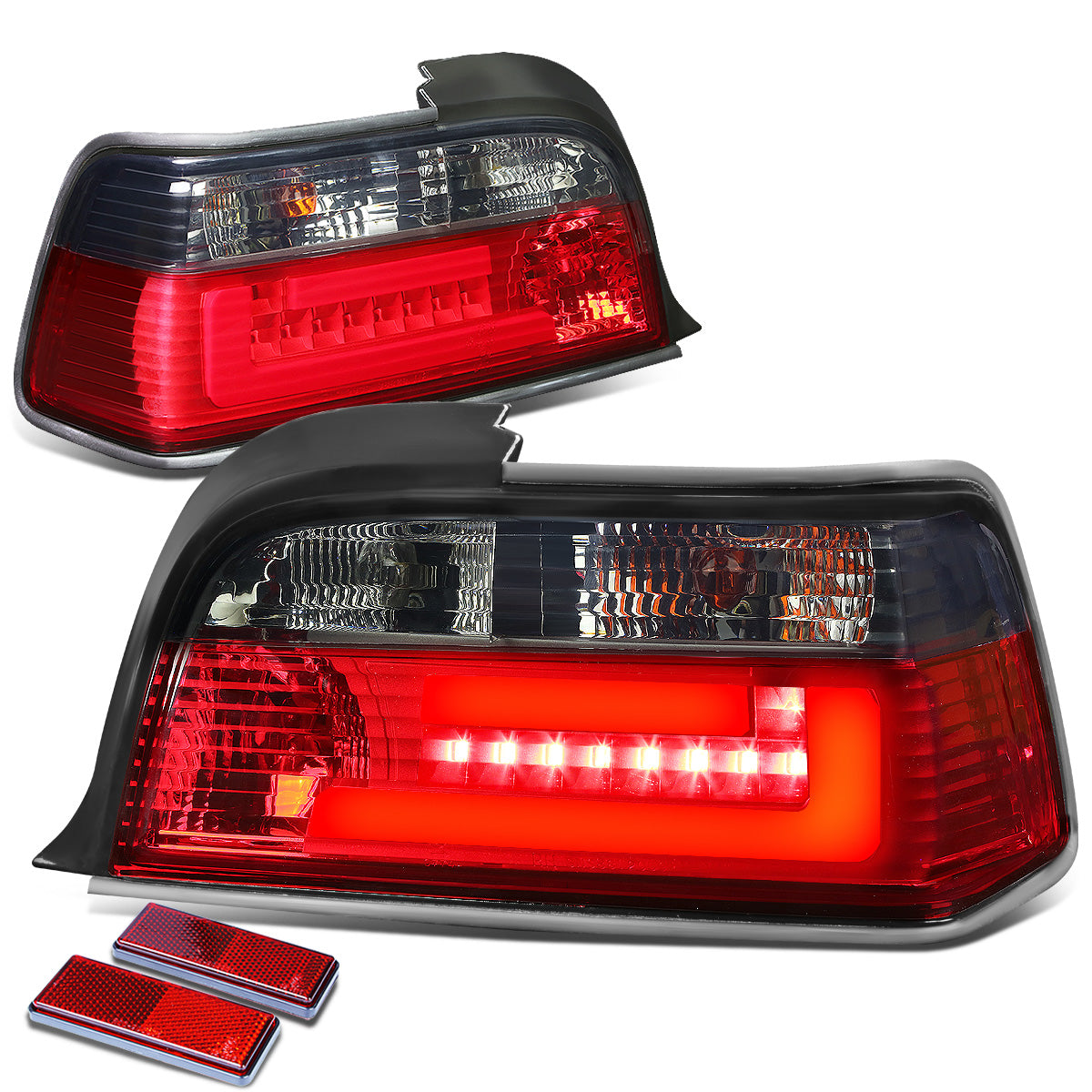 FAROS TRASEROS 92-99 BMW 3-SERIES E36 2-DR - 3D BAR - LED - RED / SMOKE