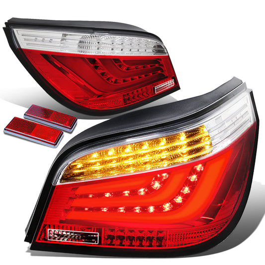 FAROS TRASEROS 08-10 BMW 5-SERIES E60 - 4-DR - 3D STRIP - LED - RED / CLEAR