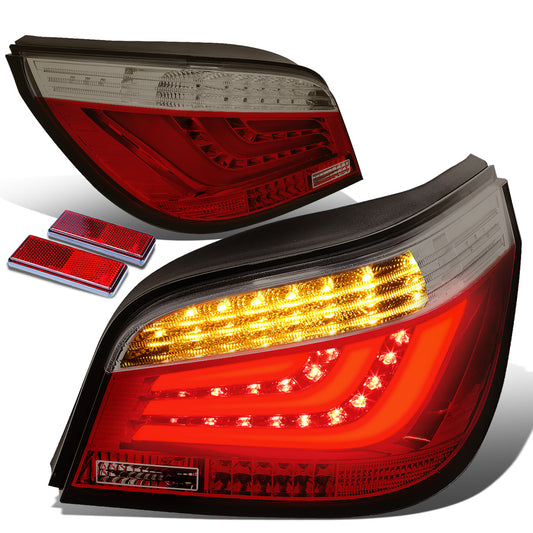 FAROS TRASEROS 08-10 BMW 5-SERIES E60 - 4-DR - 3D STRIP - LED - SMOKE / RED
