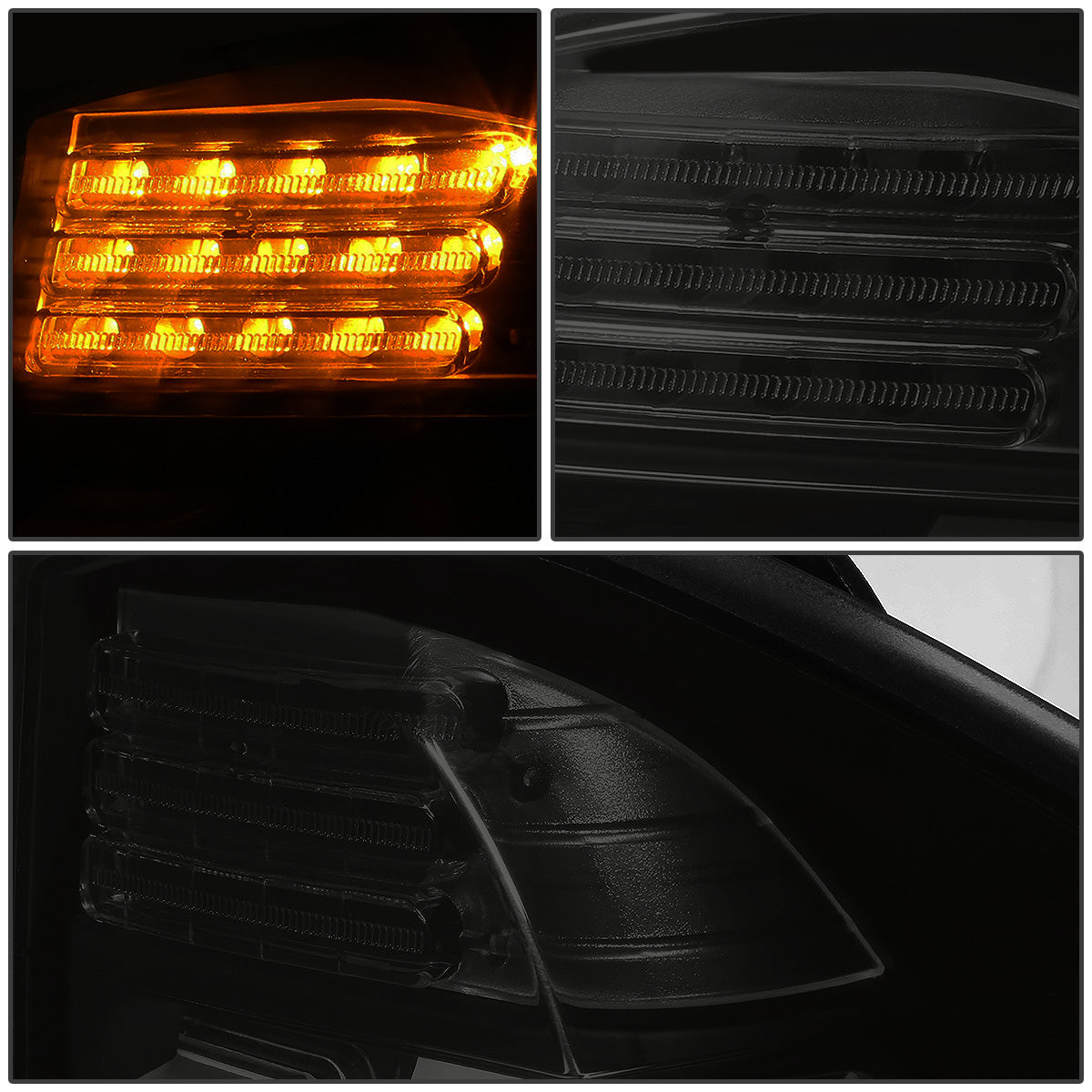 FAROS TRASEROS 05-08 BMW 3-SERIES E90 4-DR - 3D STRIP - LED - BLACK / SMOKE