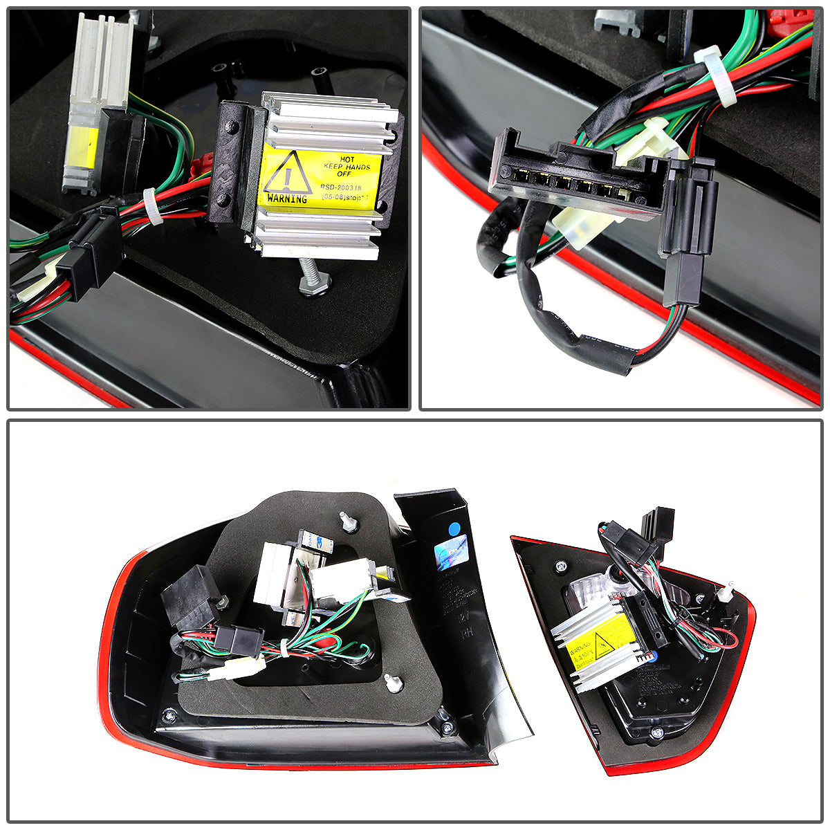 FAROS TRASEROS 05-08 BMW 3-SERIES E90 4-DR - 3D STRIP - LED - RED / CLEAR