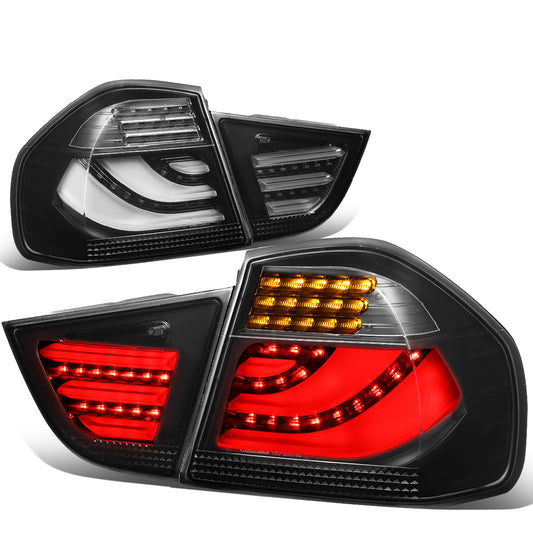 FAROS TRASEROS 09-11 BMW 3-SERIES E90 - 3D STRIP - LED - BLACK / SMOKE