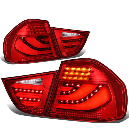 FAROS TRASEROS 09-11 BMW 3-SERIES E90 - 3D STRIP - LED - RED / RED