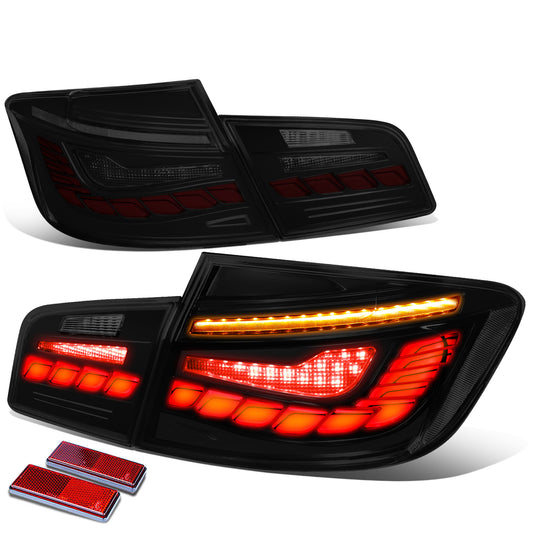 FAROS TRASEROS 11-16 BMW 528I / 11-16 BMW 535I / 12-16 BMW 550I / 12-16 BMW M5 / 12-16 BMW ACTIVEHYBRID 5 - FITS SEDAN MODELS ONLY - 3D BAR - LED - SMOKE / RED