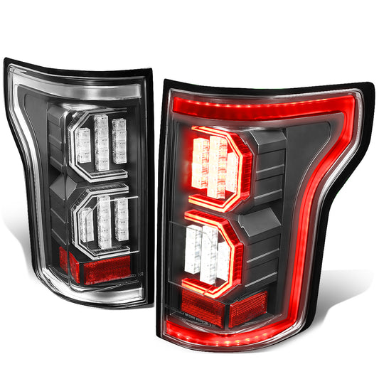 FAROS TRASEROS 15-17 FORD F-150 - 3D STRIP - TRON STYLE - LED - BLACK / CLEAR