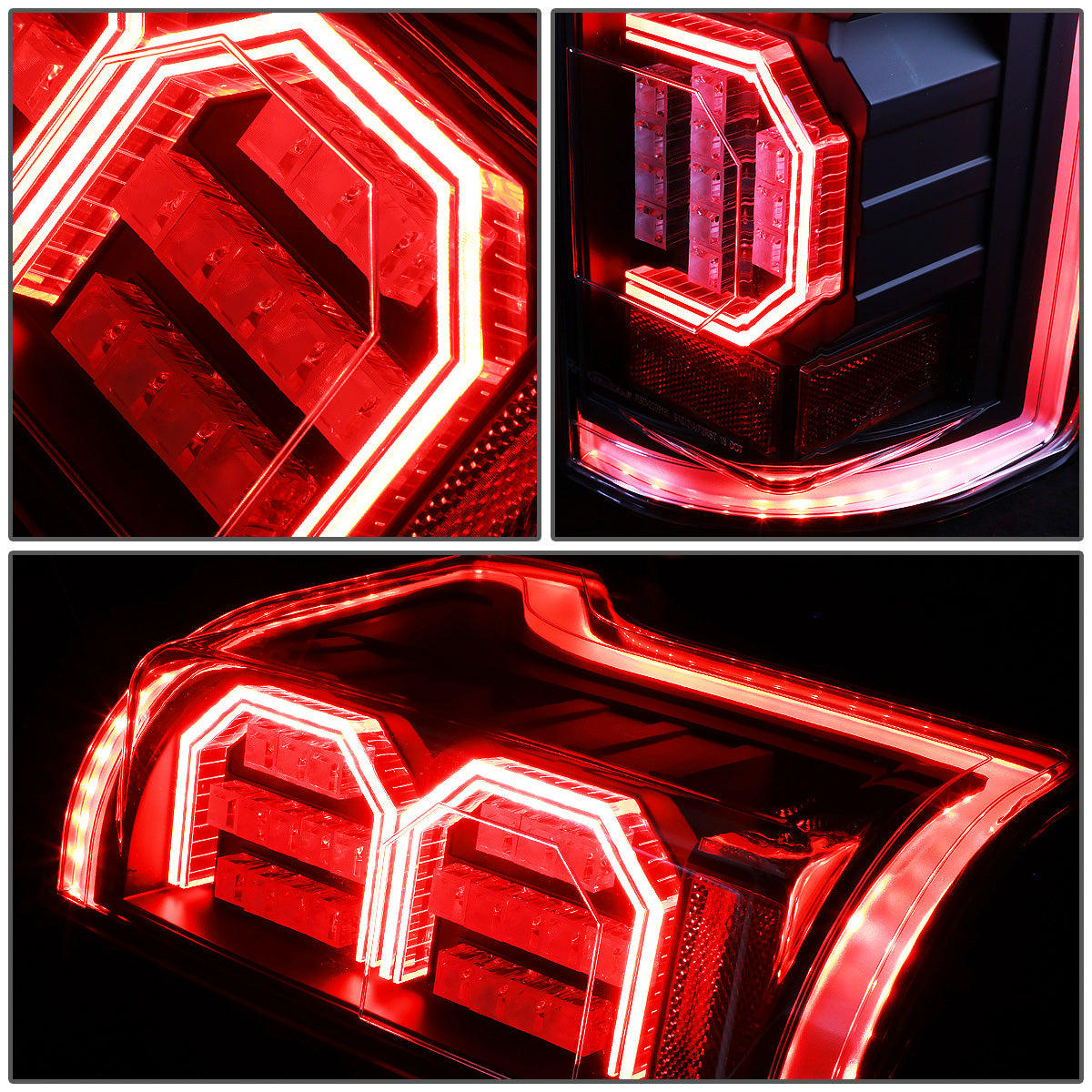 FAROS TRASEROS 15-17 FORD F-150 - 3D STRIP - TRON STYLE - LED - BLACK / CLEAR