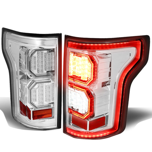 FAROS TRASEROS 15-17 FORD F-150 - 3D STRIP - TRON STYLE - LED - CHROME / CLEAR