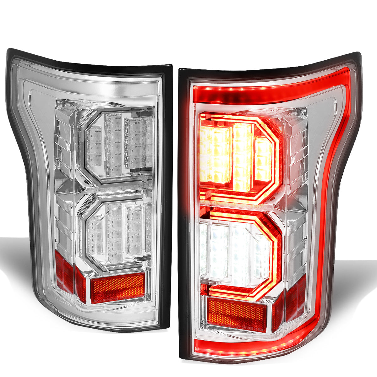 FAROS TRASEROS 15-17 FORD F-150 - 3D STRIP - TRON STYLE - LED - CHROME / CLEAR