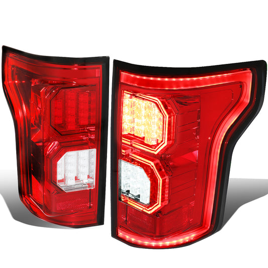 FAROS TRASEROS 15-17 FORD F-150 - 3D STRIP - TRON STYLE - LED - CHROME / RED