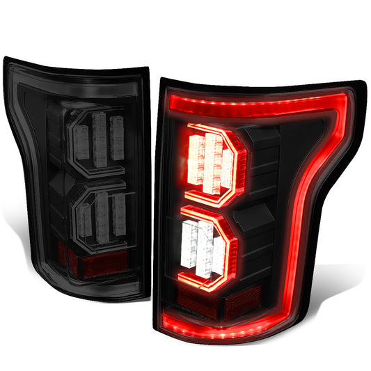 FAROS TRASEROS 15-17 FORD F-150 - 3D STRIP - TRON STYLE - LED - BLACK / SMOKE