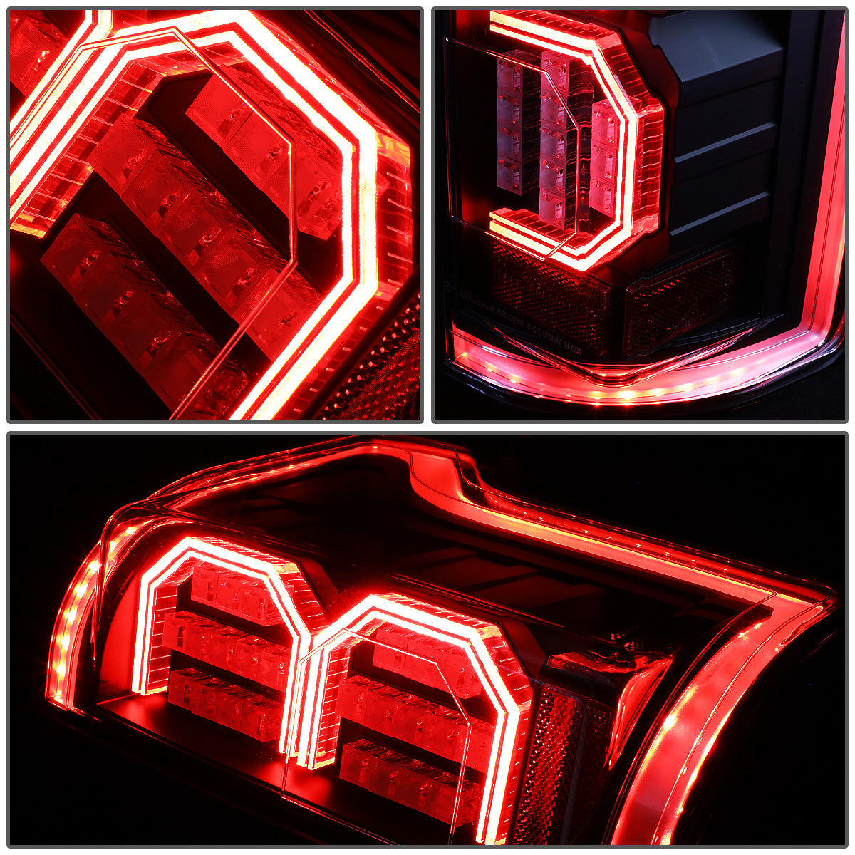 FAROS TRASEROS 15-17 FORD F-150 - 3D STRIP - TRON STYLE - LED - BLACK / SMOKE