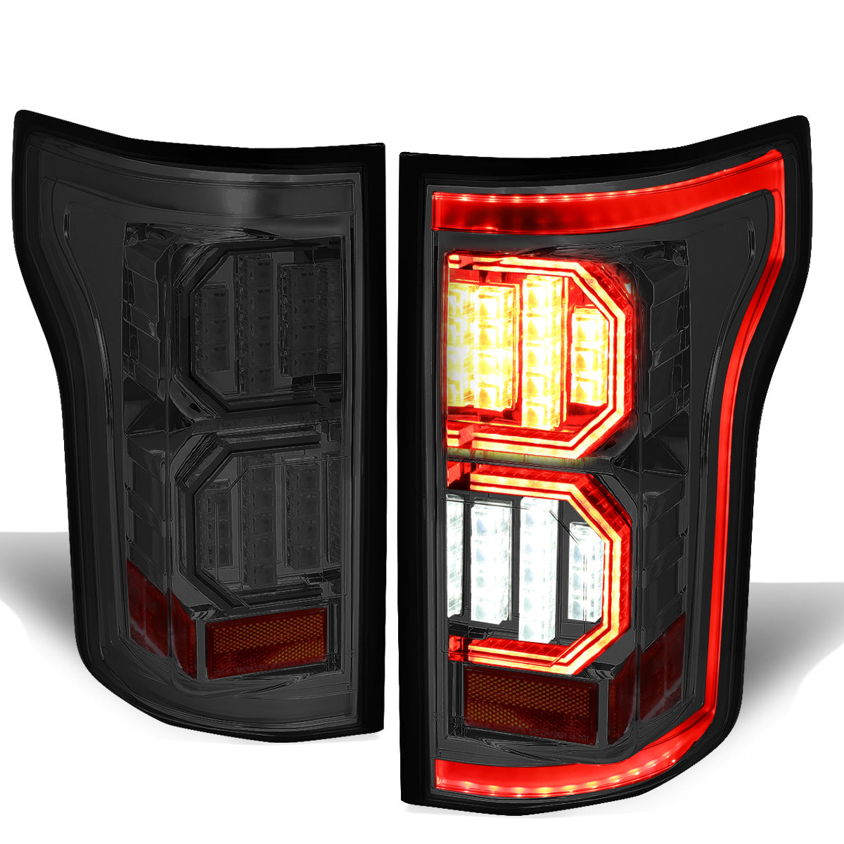 FAROS TRASEROS 15-17 FORD F-150 - 3D STRIP - TRON STYLE - LED - CHROME / SMOKE