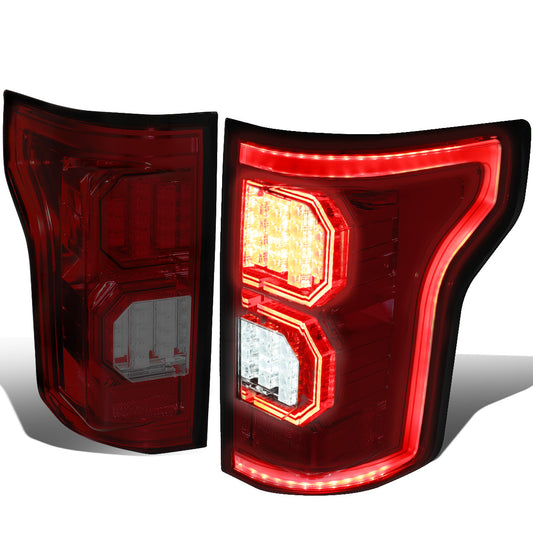 FAROS TRASEROS 15-17 FORD F-150 - 3D STRIP - TRON STYLE - LED - RED / SMOKE